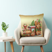 Gingerbread Train Holiday Throw Pillow クッション (椅子)