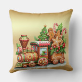 Gingerbread Train Holiday Throw Pillow クッション (裏面)