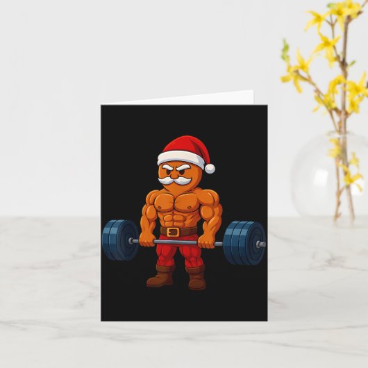 Gingerbread Weightlifting Fitness Gym Workout Chri カード (黄色い花)