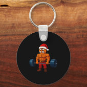 Gingerbread Weightlifting Fitness Gym Workout Chri キーホルダー (正面)