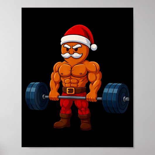 Gingerbread Weightlifting Fitness Gym Workout Chri ポスター (正面)