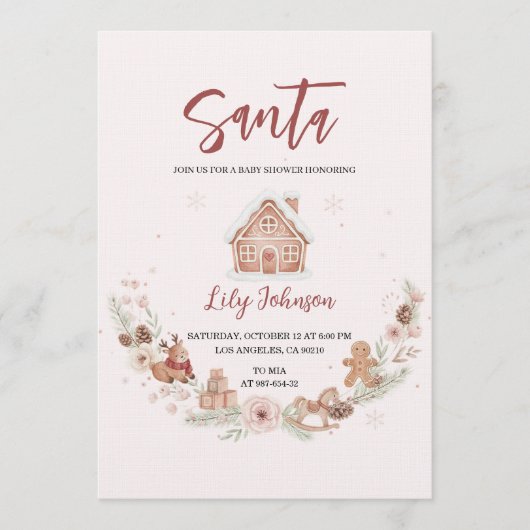 Gingerbread Winter Baby Shower 招待状 (正面)