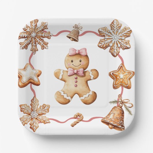 Gingerbread | Winter Christmas Plates ペーパープレート (正面)