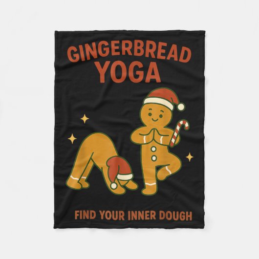 Gingerbread Yoga – Fun Holiday “find Your Inner Do フリースブランケット (正面)