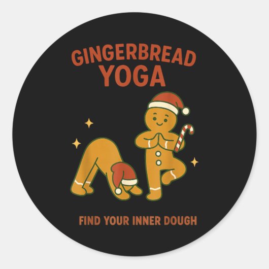Gingerbread Yoga – Fun Holiday “find Your Inner Do ラウンドシール (正面)