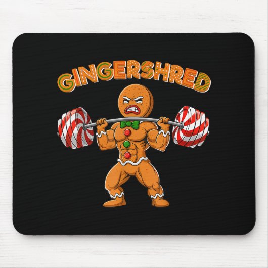 Gingershred Bodybuilder Funny Gingerbread Man Weig マウスパッド (正面)