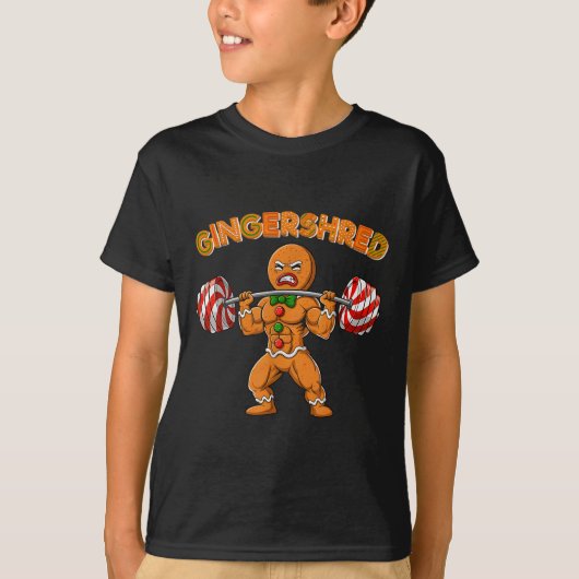 Gingershred Bodybuilder Funny Gingerbread Man Weig Tシャツ (正面)