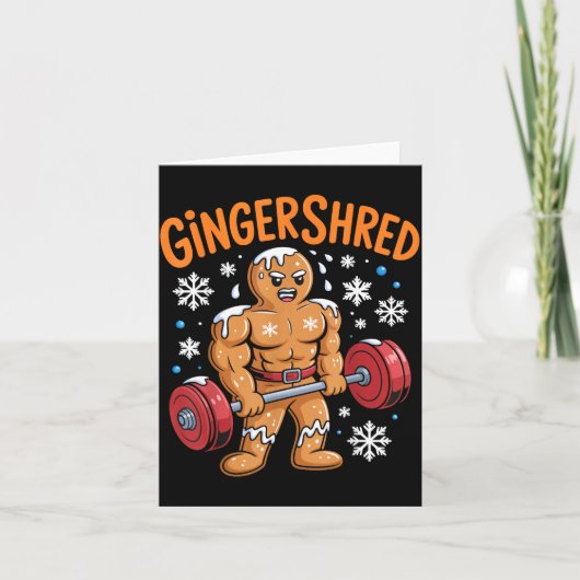 Gingershred Christmas Gym Workout Funny Gingerbrea カード (正面)