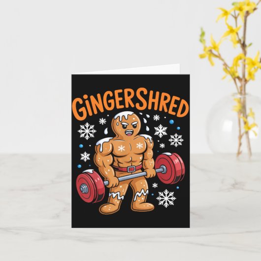 Gingershred Christmas Gym Workout Funny Gingerbrea カード (黄色い花)