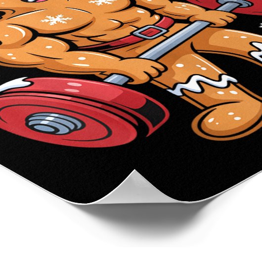 Gingershred Christmas Gym Workout Funny Gingerbrea ポスター (角)