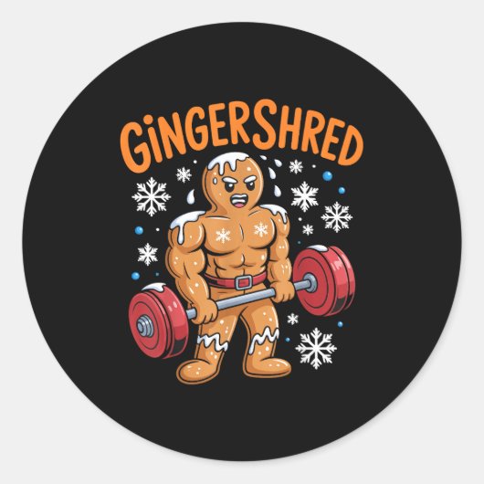 Gingershred Christmas Gym Workout Funny Gingerbrea ラウンドシール (正面)