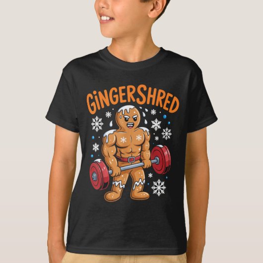 Gingershred Christmas Gym Workout Funny Gingerbrea Tシャツ (正面)
