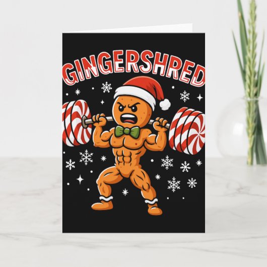 Gingershred Funny Gingerbread Man Gym Bodybuilding カード (正面)