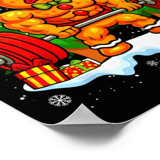 Gingershred Funny Gingerbread Man Gym Bodybuilding ポスター (角)