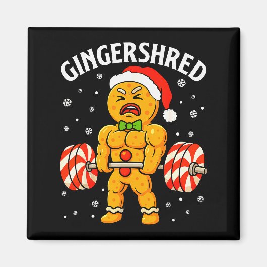 Gingershred Funny Gingerbread Man Gym Bodybuilding マグネット (正面)