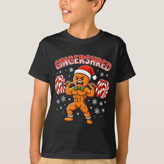 Gingershred Funny Gingerbread Man Gym Bodybuilding Tシャツ (正面)
