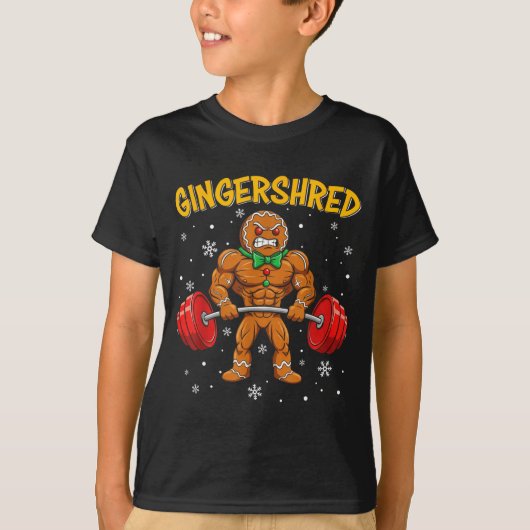 Gingershred Funny Gingerbread Man Gym Bodybuilding Tシャツ (正面)
