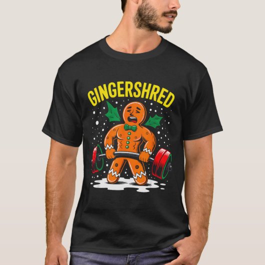 Gingershred Funny Gingerbread Man Gym Bodybuilding Tシャツ (正面)
