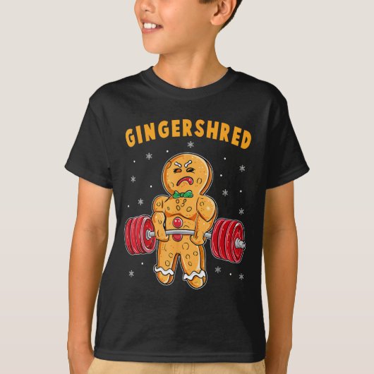 Gingershred Funny Gingerbread Man Gym Bodybuilding Tシャツ (正面)