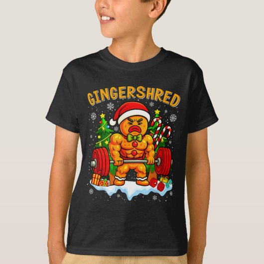 Gingershred Funny Gingerbread Man Gym Bodybuilding Tシャツ (正面)