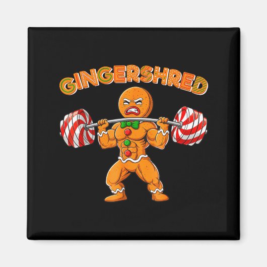 Gingershred Funny Men Gym Bodybuilding Gingerbread マグネット (正面)