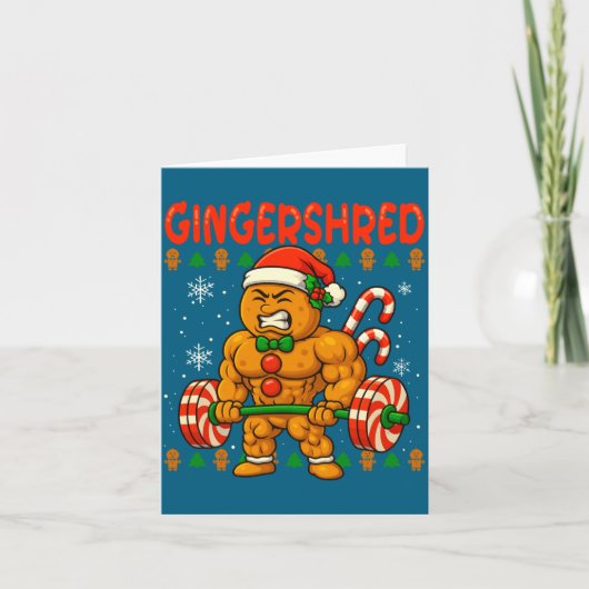 Gingershred Gingerbread Lifting Funny Christmas Gy カード (正面)