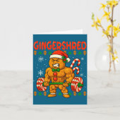 Gingershred Gingerbread Lifting Funny Christmas Gy カード (黄色い花)