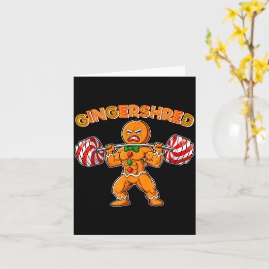 Gingershred Gingerbread Workout Pjs Christmas Xmas カード (黄色い花)