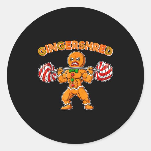 Gingershred Gingerbread Workout Pjs Christmas Xmas ラウンドシール (正面)