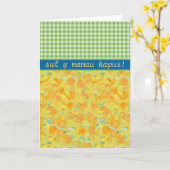 Gingham母カスタムのデイカードをチェックDaffodils カード (黄色い花)