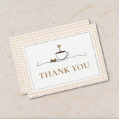 Gingham A Baby Is Brewing Baby Shower Thank You  サンキューカード