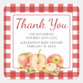 Gingham Apple of Our Eye Baby Shower スクエアシール (正面)