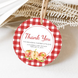 Gingham Apple of Our Eye Baby Shower フェイバータグ