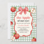 Gingham Apple of our Eye Baby Shower 招待状 (正面)