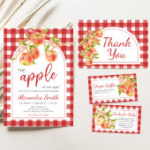 Gingham Apple of Our Eye Baby Shower 招待状