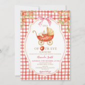 Gingham Apple of our Eye Baby Shower Carriage 招待状 (正面)