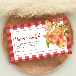 Gingham Apple of Our Eye Baby Shower Diaper Raffle エンクロージャーカード