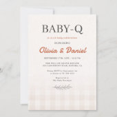 Gingham Baby Q Rustic Couples Baby Shower 招待状 (正面)