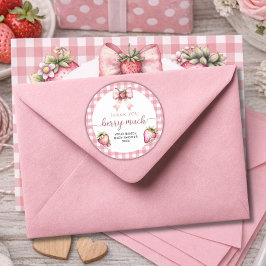 Gingham berry sweet baby shower  ラウンドシール