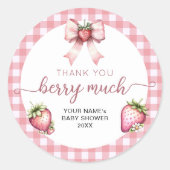 Gingham berry sweet baby shower  ラウンドシール (正面)