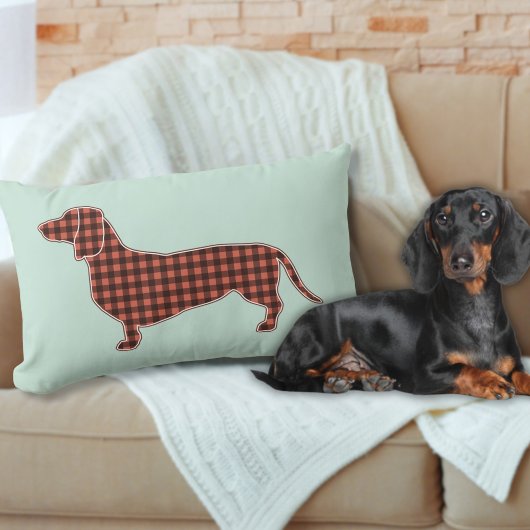 Gingham Black and Tan Dachshundプロフィール – Mint ランバークッション
