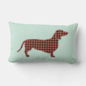 Gingham Black and Tan Dachshundプロフィール – Mint ランバークッション (裏面)