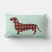Gingham Black and Tan Dachshundプロフィール – Mint ランバークッション (正面)