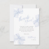Gingham Blue Bow Baby Shower Thank You Card サンキューカード (正面)
