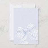 Gingham Blue Bow Baby Shower Thank You Card サンキューカード (裏面)