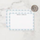 Gingham Blue Simple Modern Thin Border ノートカード (正面/裏面インサイチュ)