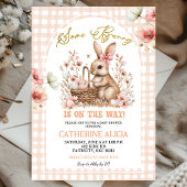 Gingham Boho Floral Easter Bunny Baby Shower 招待状