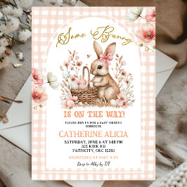 Gingham Boho Floral Easter Bunny Baby Shower 招待状