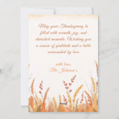 Gingham Boho Pampas Grass Rustic Thanksgiving シーズンカード (裏面)