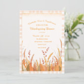 Gingham Boho Pampas Grass Rustic Thanksgiving 招待状 (スタンド正面)